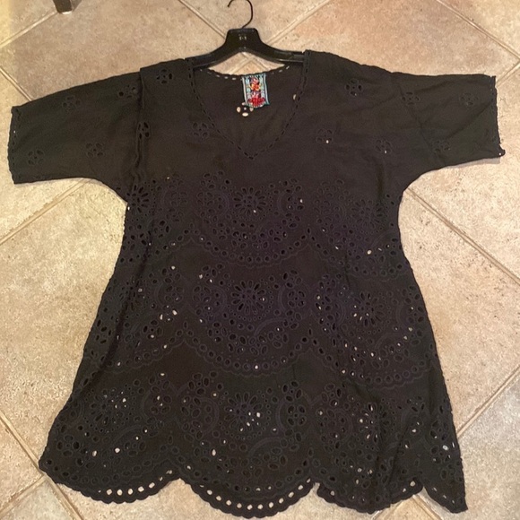 Johnny Was black eyelet tunic top size small - Picture 1 of 4
